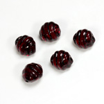 Czech Pressed Glass Engraved Bead - 12x10MM BLACK ON RUBY