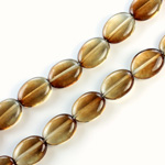 Czech Pressed Glass Bead - Flat Oval 12x9MM BROWN-CRYSTAL 69012