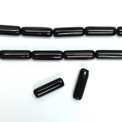 Czech Pressed Glass Bead - Tube Smooth 14x4MM JET