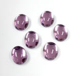 Plastic Flat Back Foiled Cabochon - Oval 10x8MM LT AMETHYST