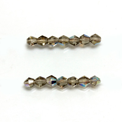 Czech Glass Fire Polished Bead - Bicone 04MM BLACK DIAMOND AB