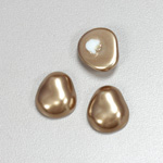 Glass Cabochon Baroque Top Pearl - Potato 16x14MM LT BROWN