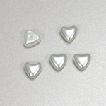 Glass Medium Dome Cabochon Pearl Dipped - Heart 10x10MM WHITE