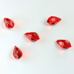 German Plastic Pendant - Transparent Faceted Drop 10x6MM RUBY