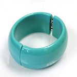 Acrylic Hinged Bangle - Round 32MM wide TURQUOISE