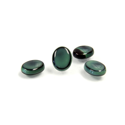 Glass Low Dome Buff Top Cabochon - Oval 10x8MM SPINEL GREEN