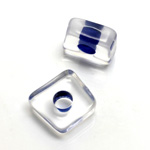 Plastic Bead - Color Lined Smooth Large Hole Square 6x16MM CRYSTAL BLUE LINE