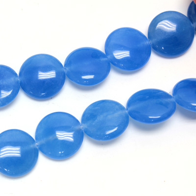 Gemstone Bead - Smooth Round Lentil 15MM Dyed QUARTZ Col. 12 CALCEDON