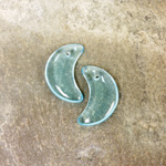 German Pressed Glass Pendant - Smooth Moon 15MM AQUA