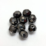 Czech Glass Fire Polish 1-Hole Ball - 08MM GUNMETAL