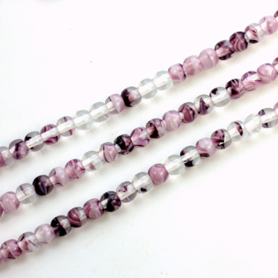 Czech Pressed Glass Bead - Smooth Round 04MM PORPHYR AMETHYST