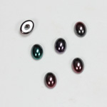 Glass Medium Dome Pearl Dipped Cabochon - Oval 08x6MM BLACK TAHITI