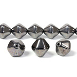 Czech Pressed Glass Bead - Smooth Bicone 12MM HEMATITE