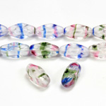 Czech Pressed Glass Bead - Baroque Oblong 12x7MM STRIPED CRYSTAL