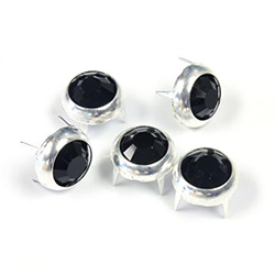 Preciosa Crystal Metal 4 Prong Rivet MC Chaton 34SS JET-SILVER