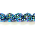 Acrylic Rhinestone Bead with 2MM Hole Resin Base - 18MM METALLIC BLUE