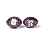 Czech Glass Lampwork Bead - Oval Smooth 16x12MM Flower WHITE ON AMETHYST (04886)