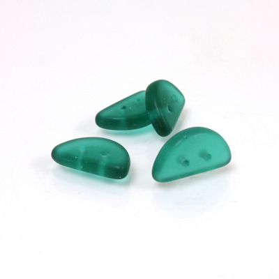 Czech Pressed Glass Bead - Half-Circle Rondelle 13x6MM MATTE EMERALD