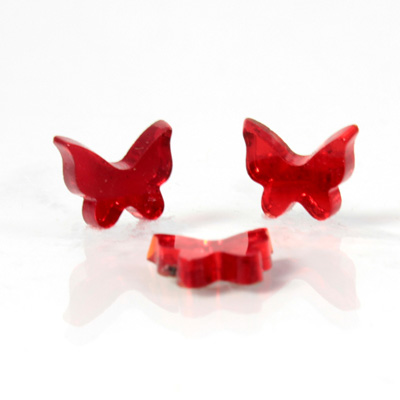 German Glass Flat Back Foiled Mirror - Butterfly 9MM RUBY