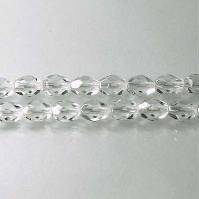Czech Glass Fire Polish Bead - Oval 07x5MM CRYSTAL