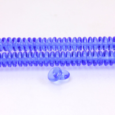 Czech Pressed Glass Bead - Smooth Rondelle 6MM SAPPHIRE