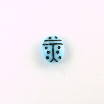 Glass Flat Back Lady Bug Stone with Black Engraving - Oval 10x8MM BLUE