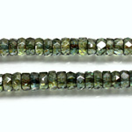 Czech Glass Fire Polished Bead - Rondelle 06x3MM LUMI COAT GREEN