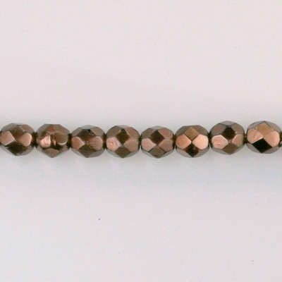 Czech Glass Pearl Faceted Fire Polish Bead - Round 04MM DARK BROWN 70419