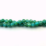 Glass Millefiori Bead - Round 04MM AQUA EMERALD (10)