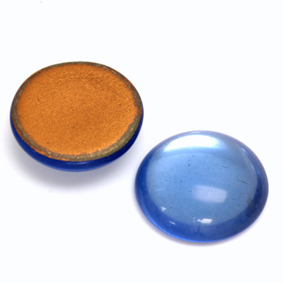 Glass Medium Dome Foiled Cabochon - Round 21MM LT SAPPHIRE