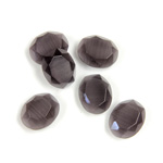 Fiber-Optic Flat Back Stone with Faceted Top and Table - Oval 10x8MM CAT'S EYE GREY