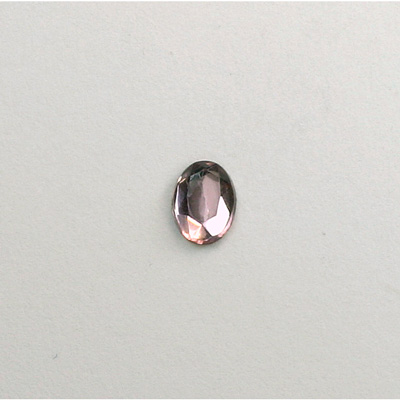 Glass Flat Back Rose Cut Faceted Foiled Stone - Oval 08x6MM LT AMETHYST