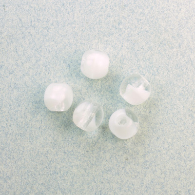 Czech Pressed Glass Large Hole Bead - Round 08MM MOONSTONE WHITE