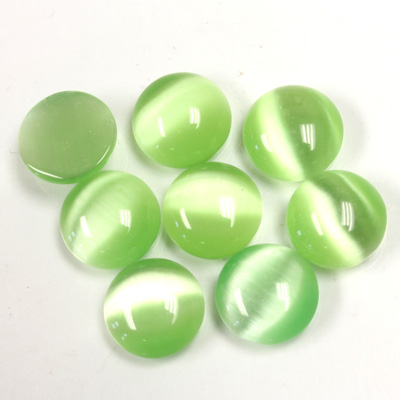 Fiber-Optic Cabochon - Round 10MM CAT'S EYE LT GREEN