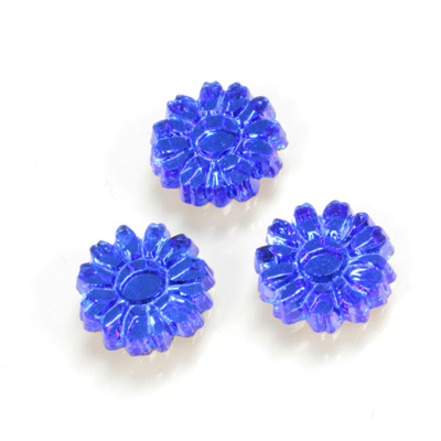 Glass Flat Back Foiled Mirror - Daisy 10MM SAPPHIRE
