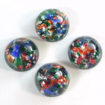 Glass Medium Dome Lampwork Cabochon - Round 15MM BLACK MULTI OPAL (04460)