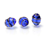 Czech Glass Lampwork Bead - Oval 14x10MM COPPER WRAP COBALT