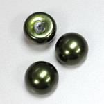 Glass High Dome Cabochon Pearl Dipped - Round 18MM HUNTER GREEN