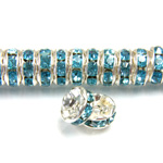 Czech Rhinestone Rondelle - Round Wavy 06MM AQUA BOHEMICA-SILVER