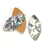 Glass Nugget Top Foiled Cabochon - Navette 27x13MM CRYSTAL AB