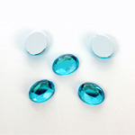 Plastic Flat Back Foiled Rose Cut Rhinestone - Oval 10x8MM AQUA