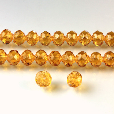 Czech Glass Fire Polished Bead - Fancy Cut Flower 06MM TOPAZ