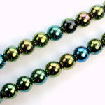 Czech Pressed Glass Bead - Smooth Round 08MM IRIS GREEN