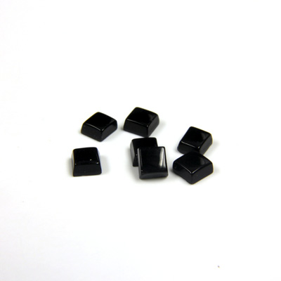 Gemstone Flat Back Single Bevel Buff Top Stone - Square 04x4MM BLACK ONYX