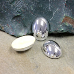 German Plastic Cabochon Vacuum Coated - Oval 18X13MM SILVER