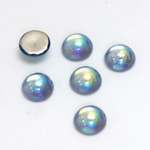 Glass Medium Dome Foiled Cabochon - Round 09MM LT SAPPHIRE AB
