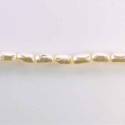 Czech Glass Pearl Bead - Biwa 07x4MM WHITE 70401