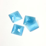 Fiber-Optic Flat Back Stone - Faceted checkerboard Top Square 10x10MM CAT'S EYE AQUA