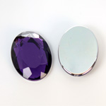 Plastic Flat Back Foiled Rose Cut Rhinestone - Oval 25x18MM AMETHYST