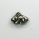 Metalized Plastic Engraved Bead - Rabbit 16x12MM ANT SILVER